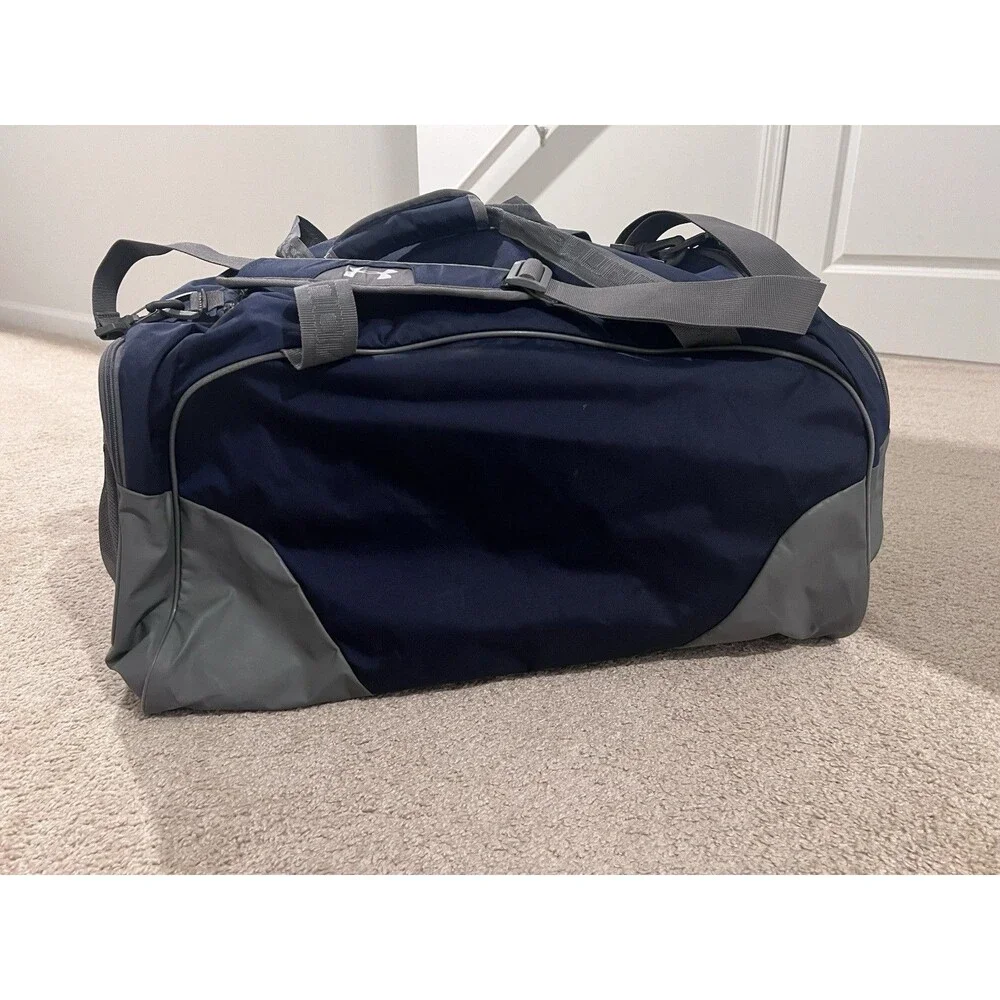 Under Armour UA Storm Duffle Bag Navy Blue Gray OSFM Water Resistant Gym Travel
